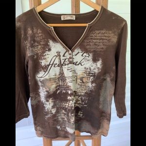 Blue Canyon Ladies Jersey Style Shirt,  Brown, Size XL, Comfortable